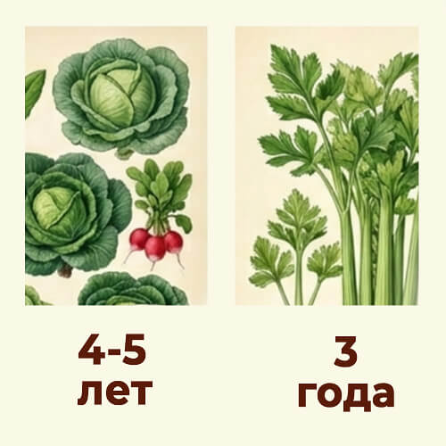 Пиктограмма срока всхожести капусты, редиса и петрушки.